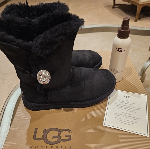 UGG Black Boots with Crystal Accent - Picture 1 of 8